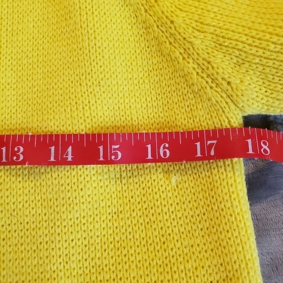 Vintage 50s hand loomed yellow sweater cardigan - Picture 9 of 10